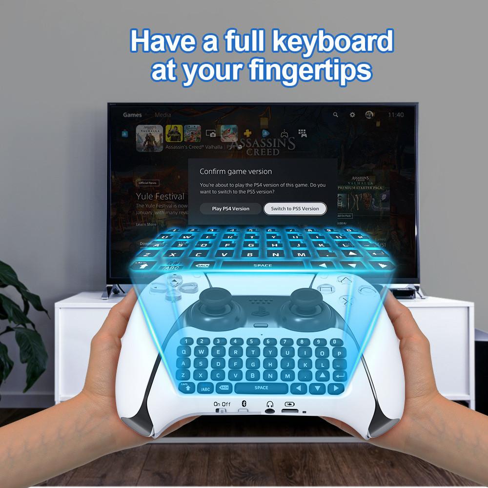Wireless Controller Keyboard for PS5  Bluetooth 3.0 Mini Portable Gamepad Chatpad with Built in Speaker   3.5MM Audio Jack for Playstation 5 Voice