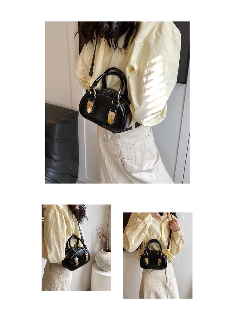 Women's 2025 Spring/Summer Textured Shell Bowling Bag - Versatile Crossbody Handbag