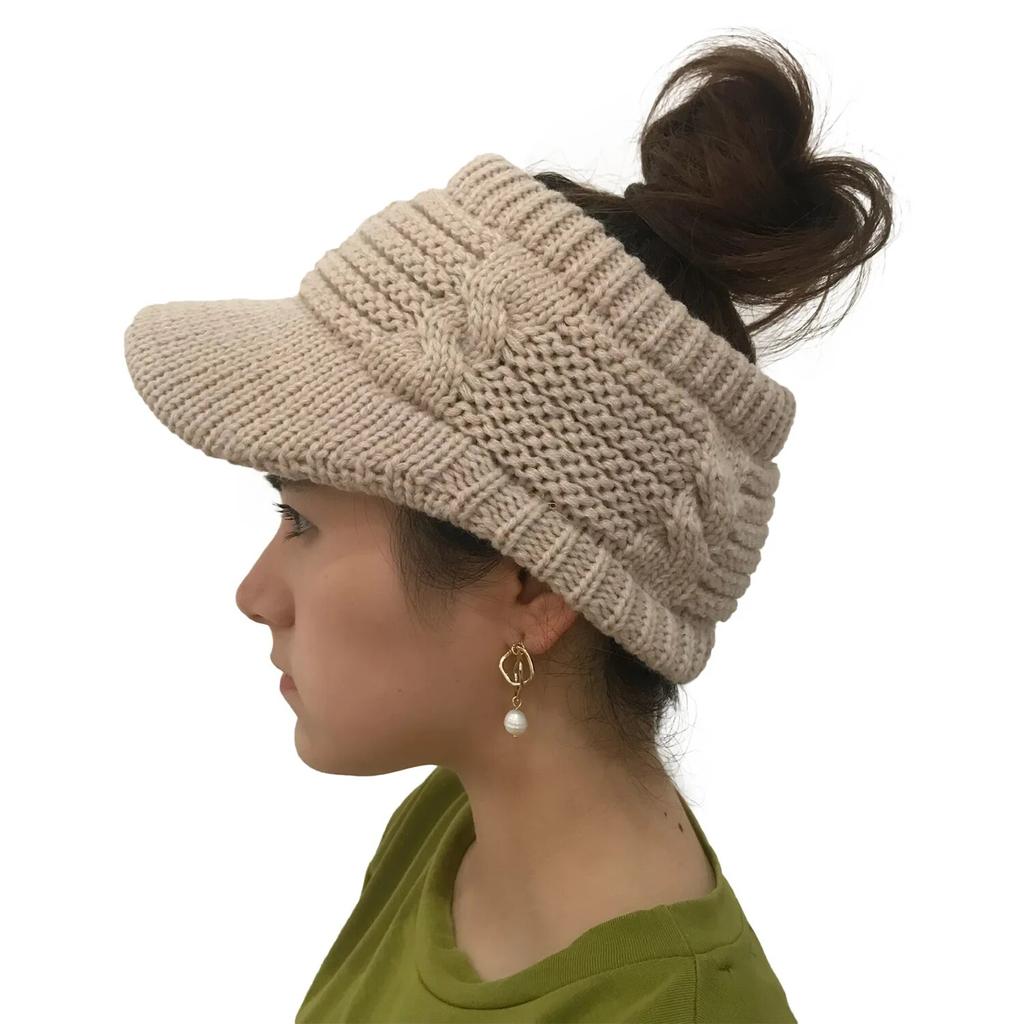 Beanie Tail Winter Warm Knit Messy High Bun Pferdeschwanz Hüte Visor Beanie Cap Outdoor Messy High Bun Cap Kreis Schals