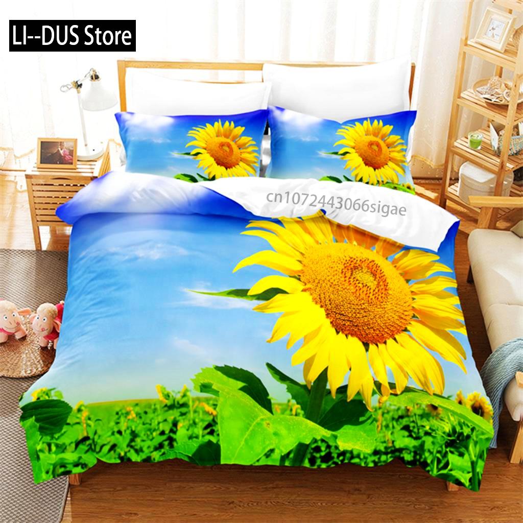 

Comforter Sunflower Queen Bedding Set Bedding Digital Printing King Size Bedding Set Comforter (quilt)-EU Single(135*200cm)3pcs