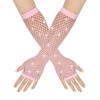 Diamond Studded Elastic Mesh Gloves, Half Finger Gloves