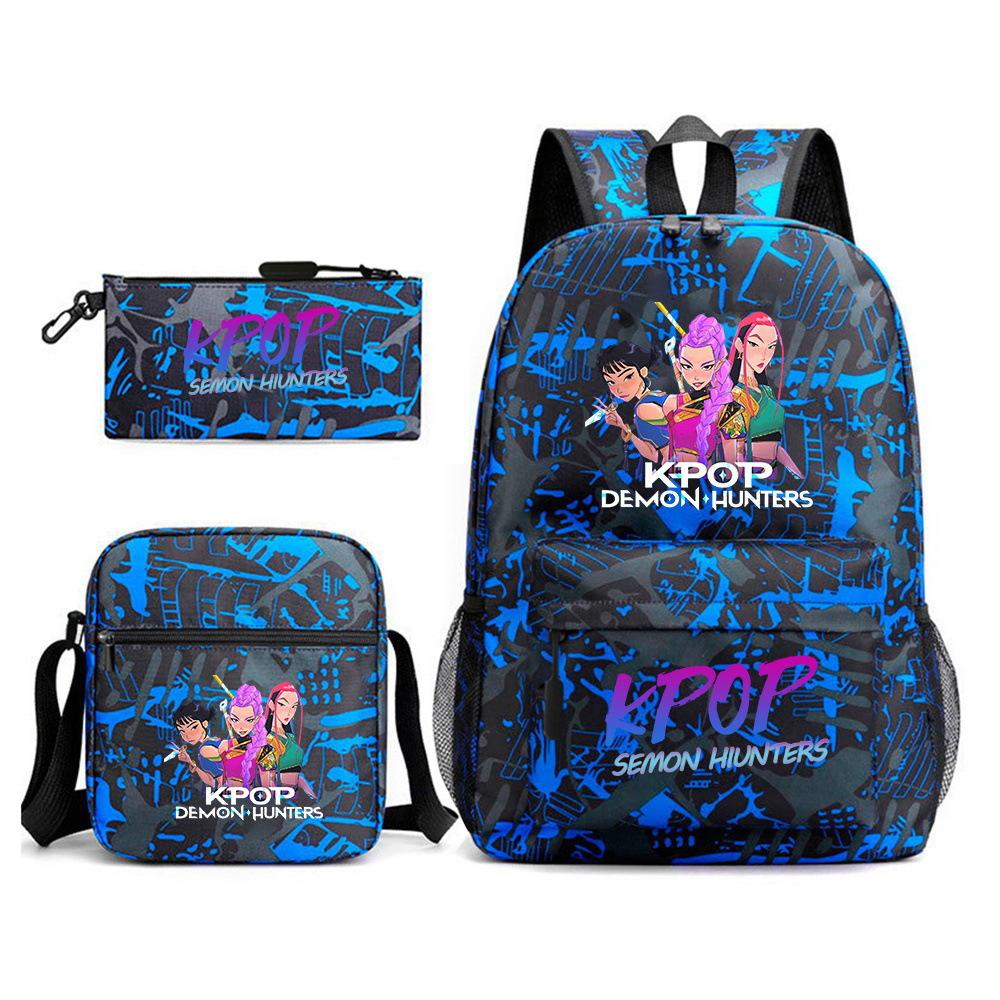 Demon Hunter Girl Group Backpack Kpop Backpack Digital Color Printing Boys And Girls School Bag Shoulder Bag Three-Piece Set