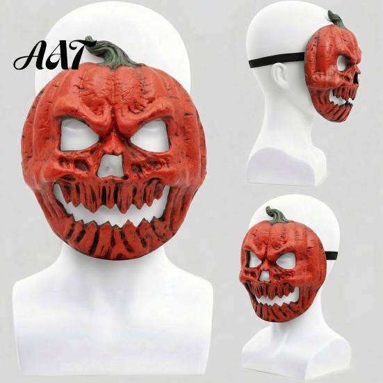 Breathable Scary Skull Masque Pumpkin Halloween for Adults, Horror Full Face Cosplay Costume, Creepy Foam Party Prop Vintage Style