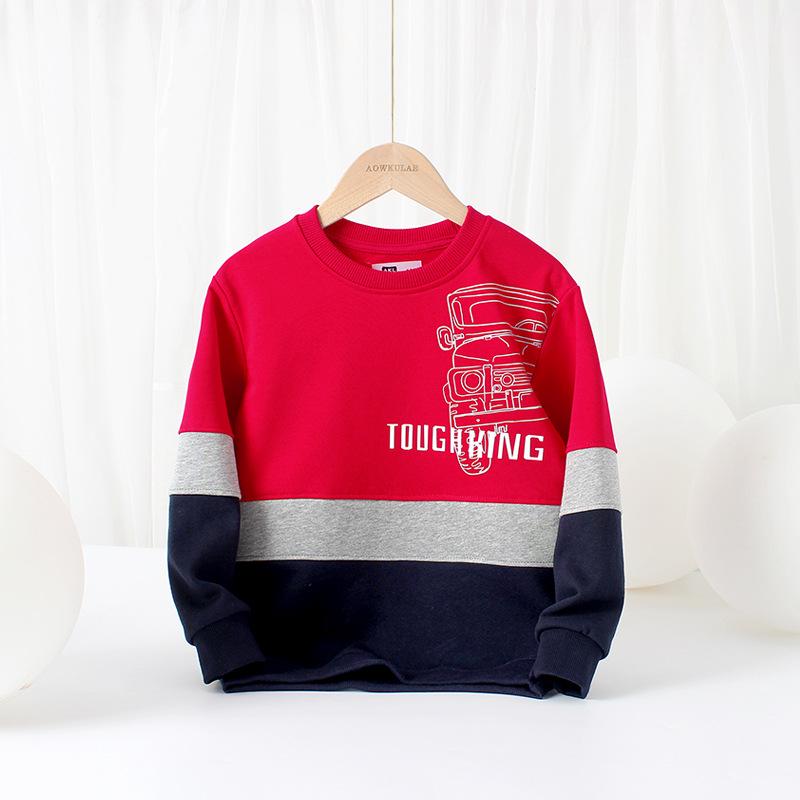 

Махровий світшот із світловідбиваючим принтом у корейському стилі для хлопчика на весну та осінь 160 cm червоний