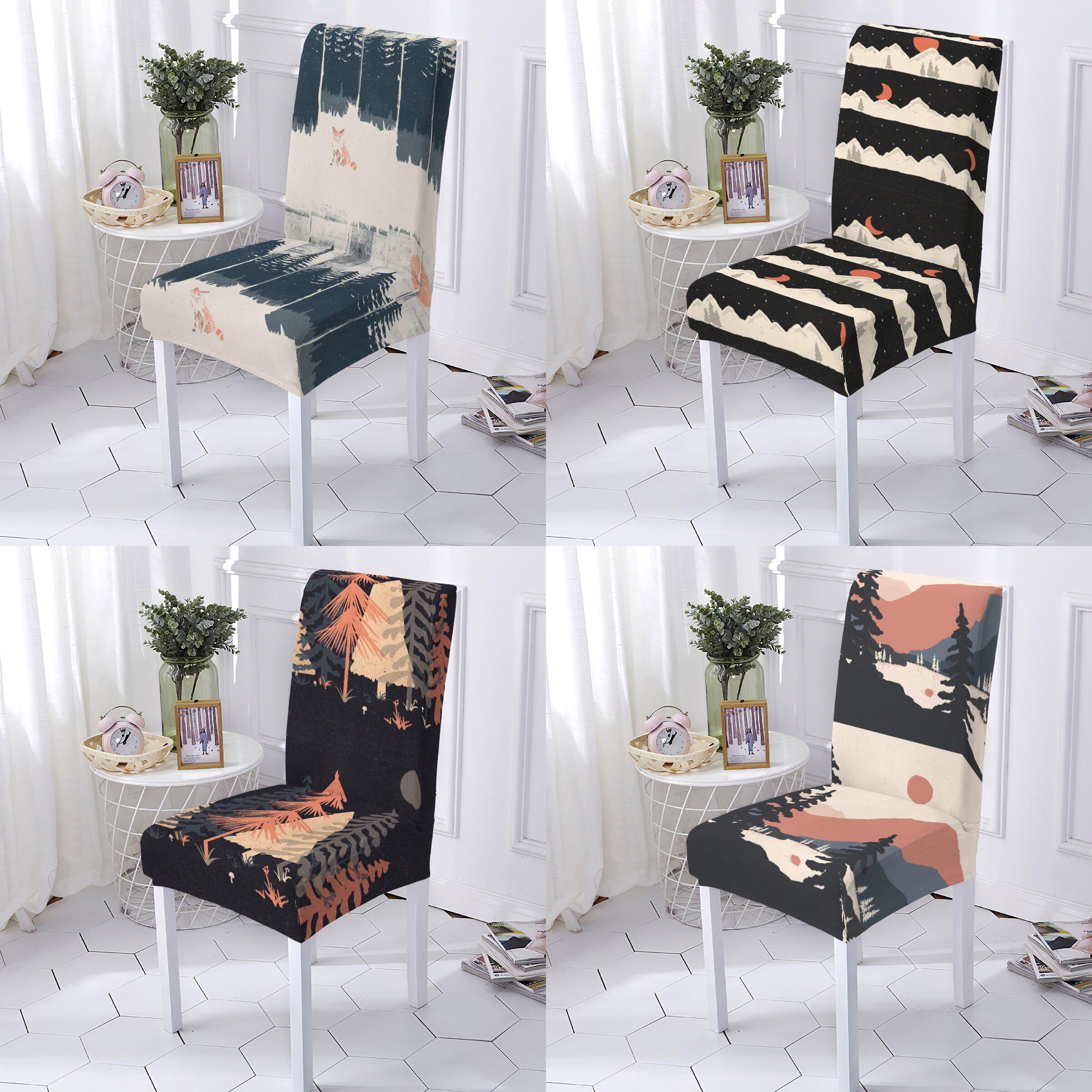 

Чехол на офисный стул с природным пейзажем, чехлы на стулья для гостиной, чехлы на кухонные стулья, чехлы на стулья с растительным узором для дома