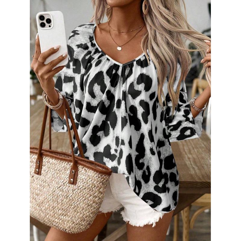 2026 European & American Leopard Print Fashion Women's Shirt