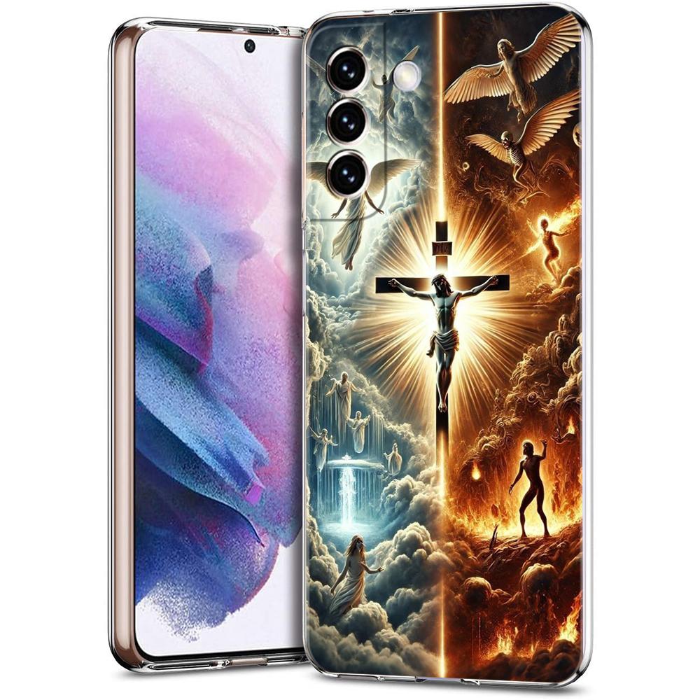 

Transparent Cover for Samsung Galaxy S25,S24,S23,S22,S21,S20,FE,Ultra,S10,S10E,S9 Phone Case Christian Jesus Christ Bible Verse Galaxy S21 Ultra 5G