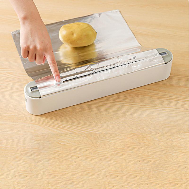 Magnetic Refillable Plastic Wrap Dispenser With Cutter Kitchen Wrap Dispenser For Cutting PP Wrap, Aluminum Foil, Wax Paper