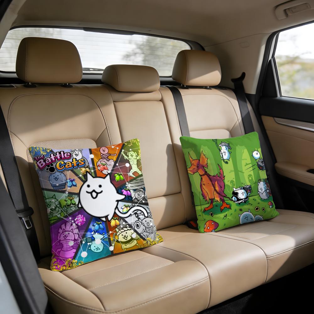 Game The Battle Cats Cushion Cover Short Plush Pillowcase for Bed Sofa Carwashable