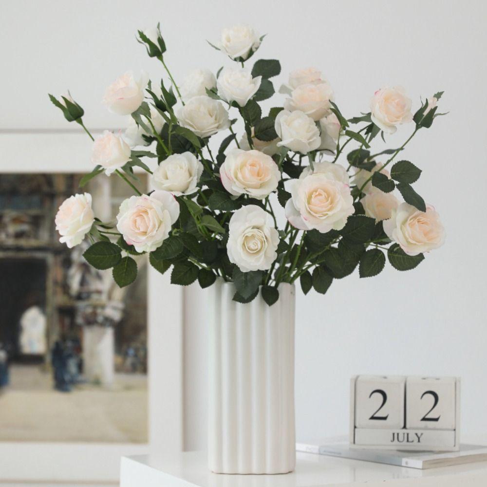 Large Simulation Rose Flower Branches Real Touch Fake Flower  Home Living Room Decor