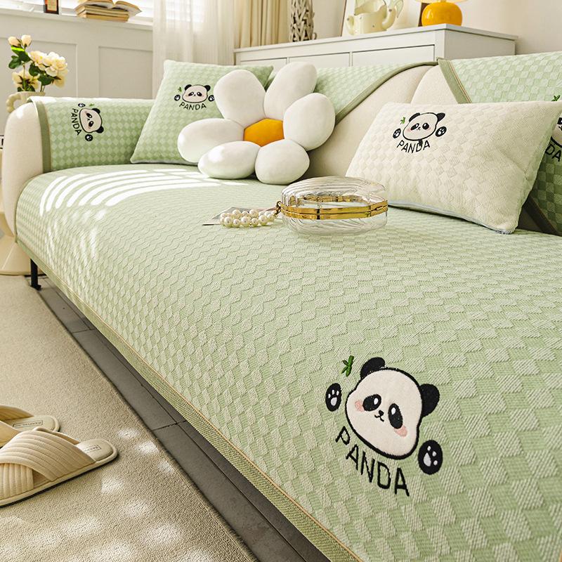 New Chenille Sofa Cushion Four Seasons Universal Cartoon Seat Cushion Fixed Non-Slip Straight Row Sofa Cover Cover Cloth