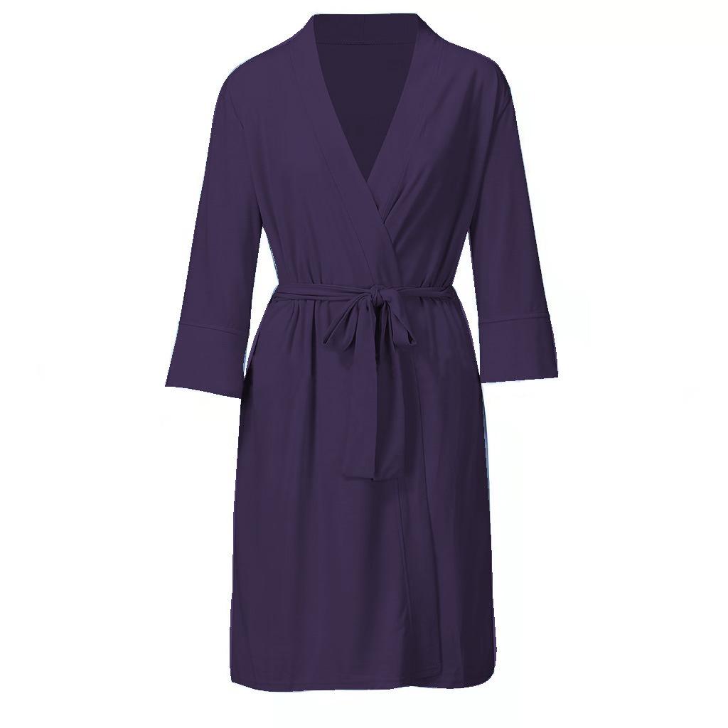 Soft Cotton Women's Kimono Robe - Bathrobe & Loungewear Sleepwear