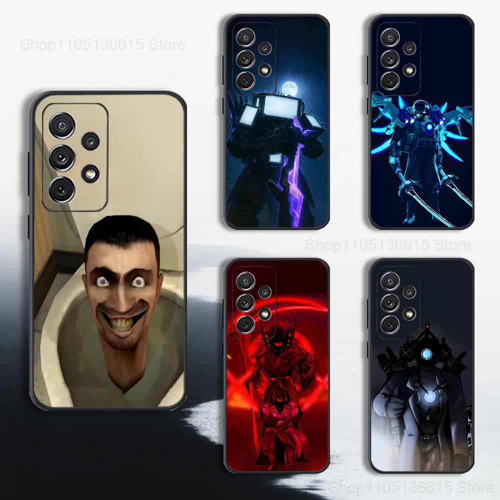 Funny S-Skibidi T-TOILETS Case For Samsung S25,S24,S23,S22,S21,S20,S10,S9,Ultra,Plus,Lite,FE,Soft Silicone Black Cover