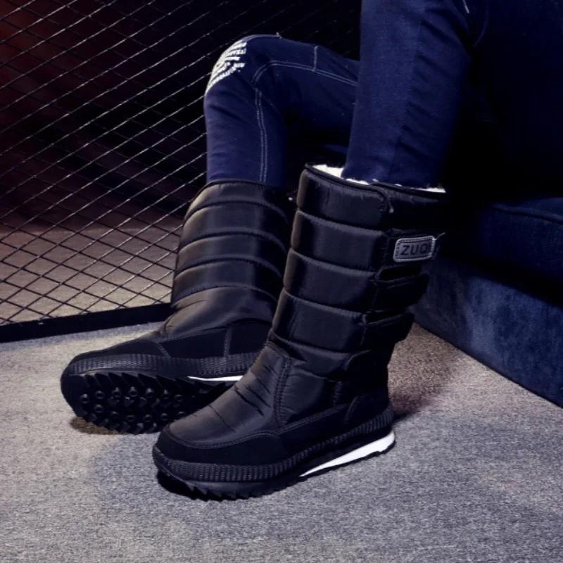 Mode Herren Schneestiefel Mode Mid-Calf Schneestiefel Plüsch Warme Baumwollstiefel für Herren Outdoor Rutschfeste Plateau Stiefel Winter Paarstiefel