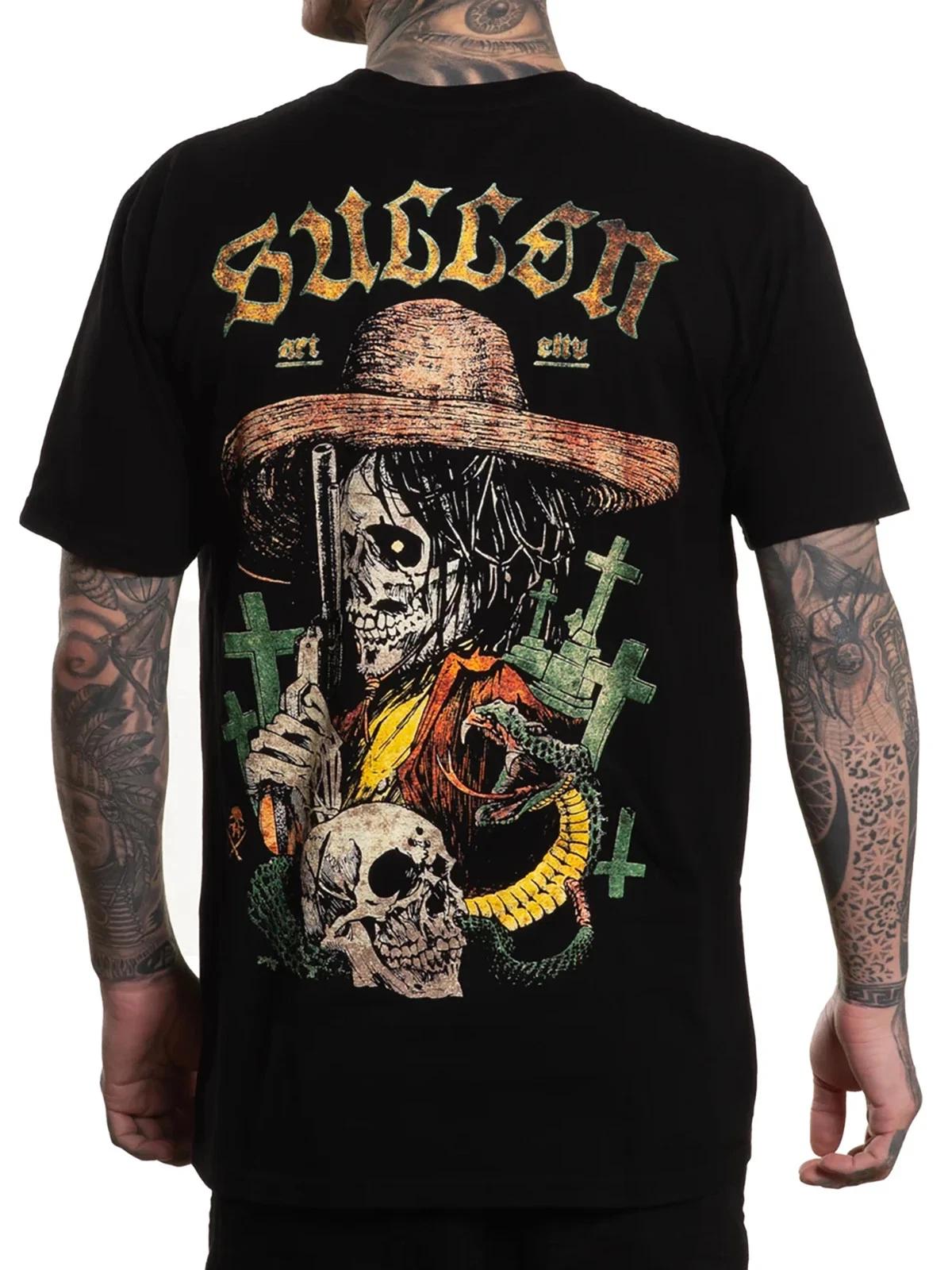 

Sullen Men s Tumba Short Sleeve Premium T-shirt Tattoo Style Cowboy Skull Tee S