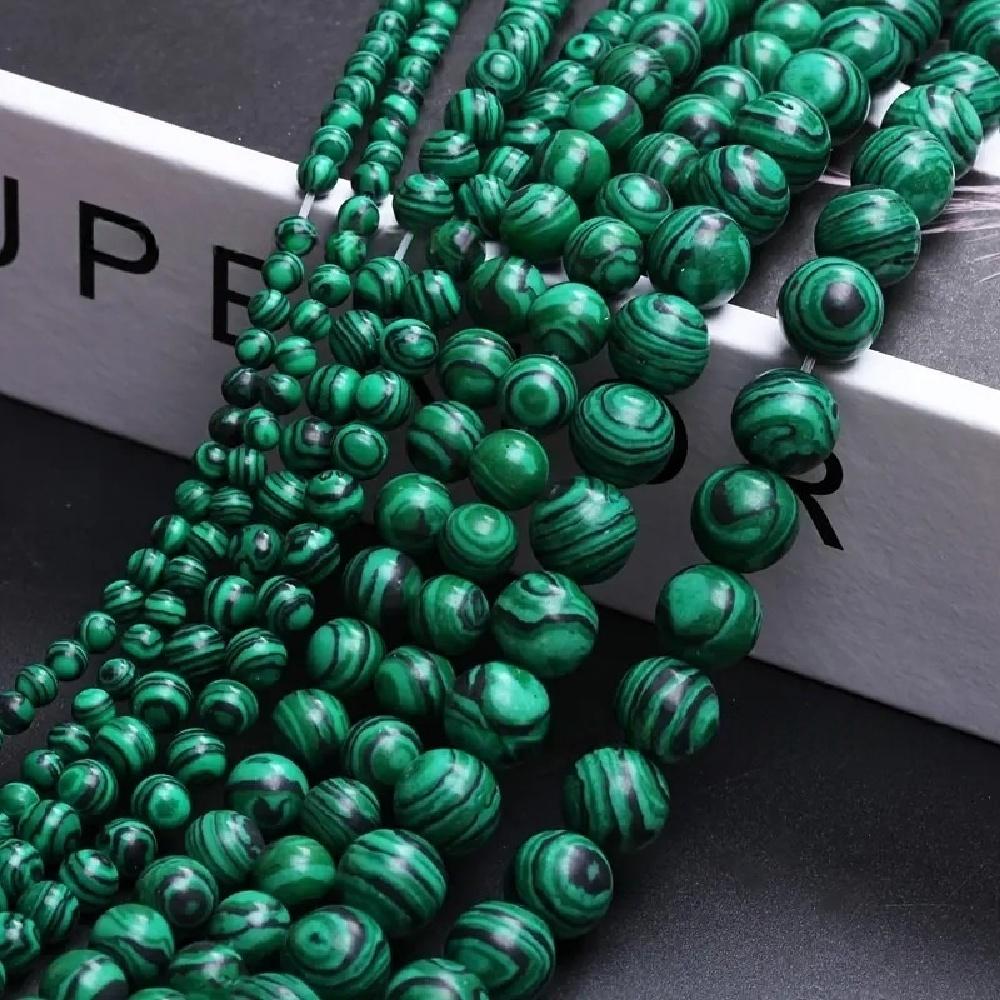 Green Malachite Stone Round Beads 15"Strand Smooth Loose Spacer Beads 4/6/8/10/12mm for Jewelry Making DIY Bracelets Accessories