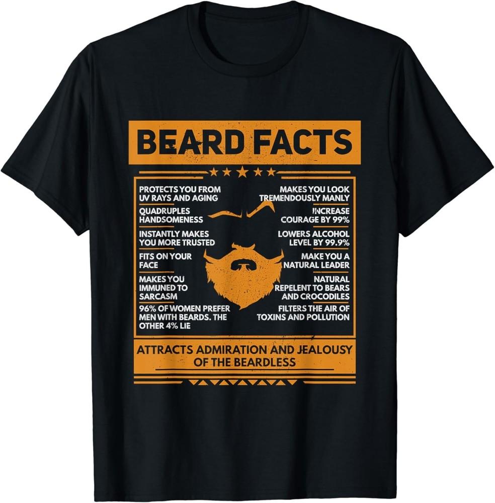 

Beard Facts Attracts Admiration Cool Bearded Mens Gift Unisex T-Shirt L