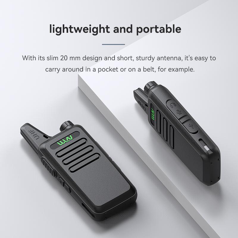 2PCS WLN KD-C1 Mini Walkie Talkie USB Charger UHF 400-470MHz Slim Transceiver 16CH Long Range Ham Two Way Radio Gift Kids KD-C1T