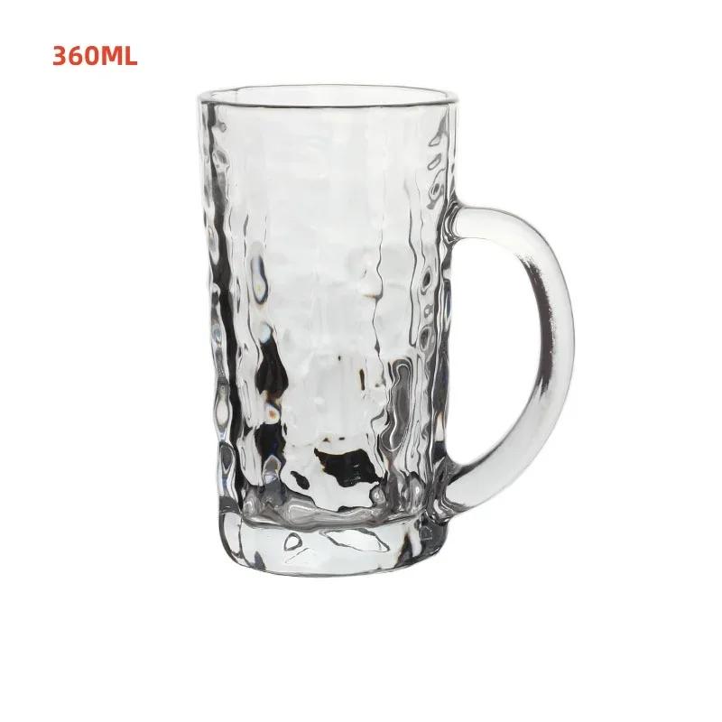 330ml/360ml Sklenice na víno s vlnitou texturou Sklenice s velkým objemem Křišťálové sklenice na pivo s uchem Šálek na čaj Bar Klub Party Sklenice na pivo