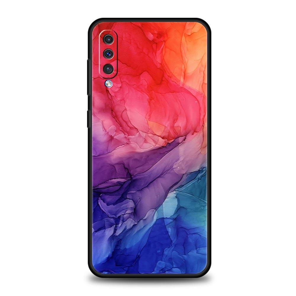 Ink Brush Painting Marble Case For Samsung A54 A52 A24 A14 A50 A72 A70 A30 A40 A20S A20E A02S A12 A22 A34 A42 A32 5G A04s Cover