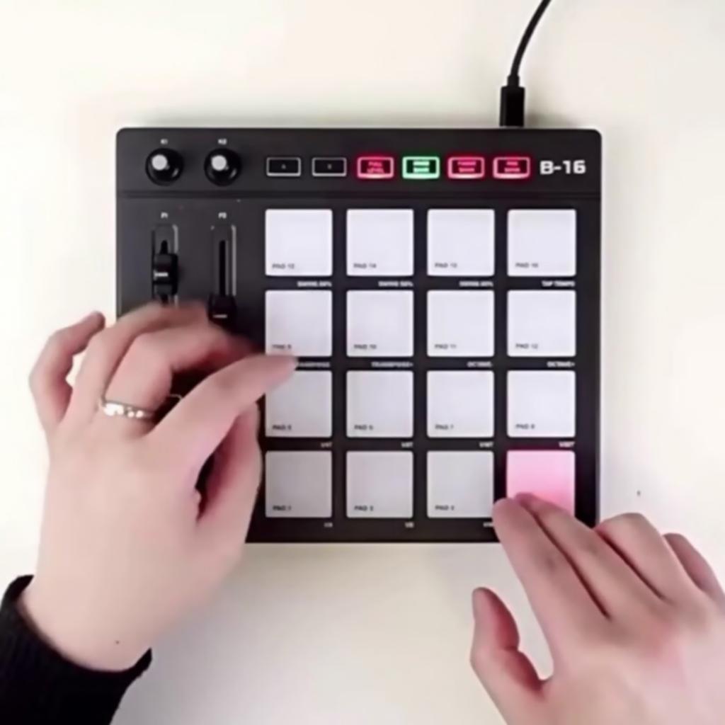 Міні-контролер MIDI-контролер Панель USB Підсвічувані барабанні педи Машина для створення бітів 6 призначуваних ручок Повторення нот Кнопки повного рівня