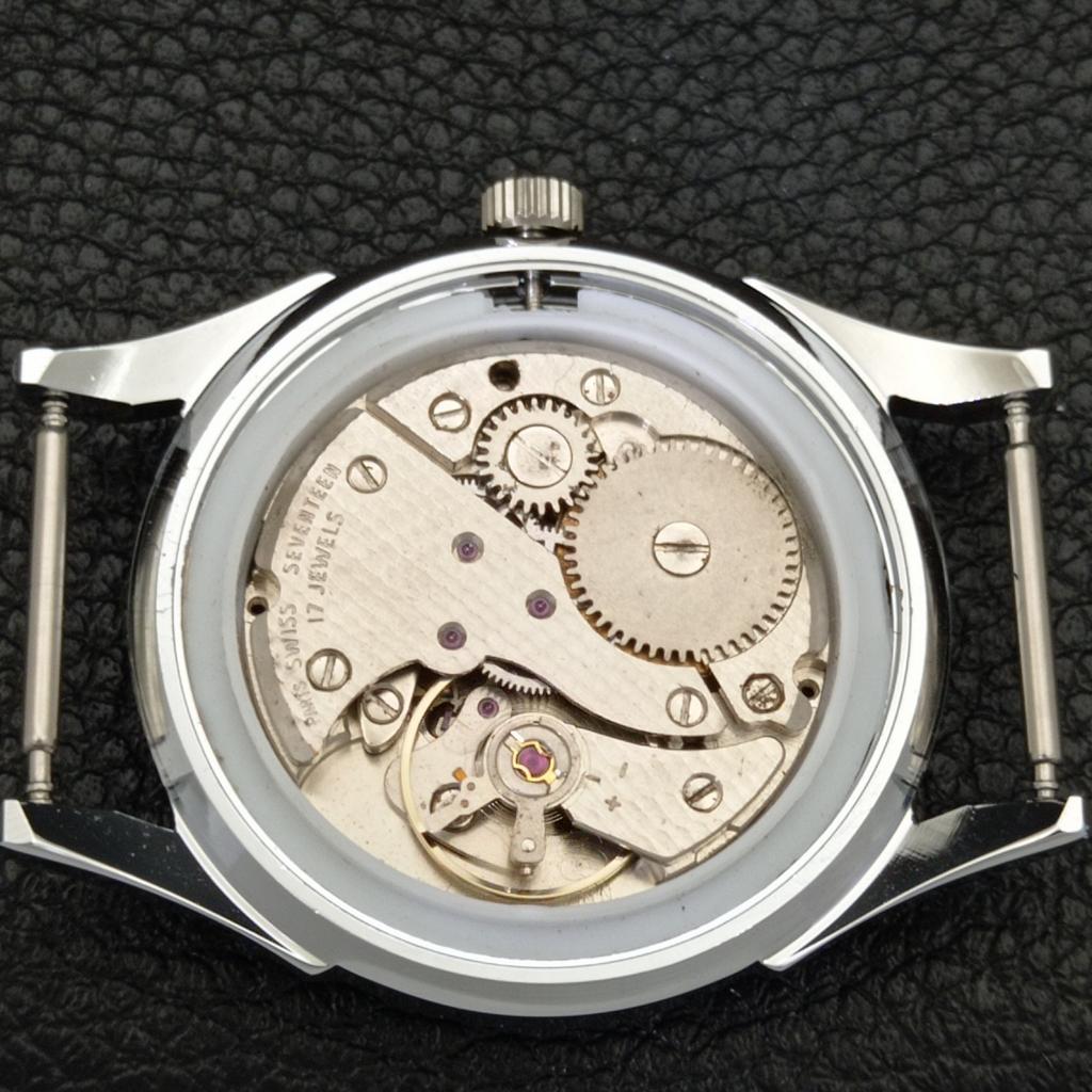 VINTAGE HAND-WINDING REFURBISHED SWISS MENS BLACK COLOR DIAL WATCH A700956-5 R205a-a700956