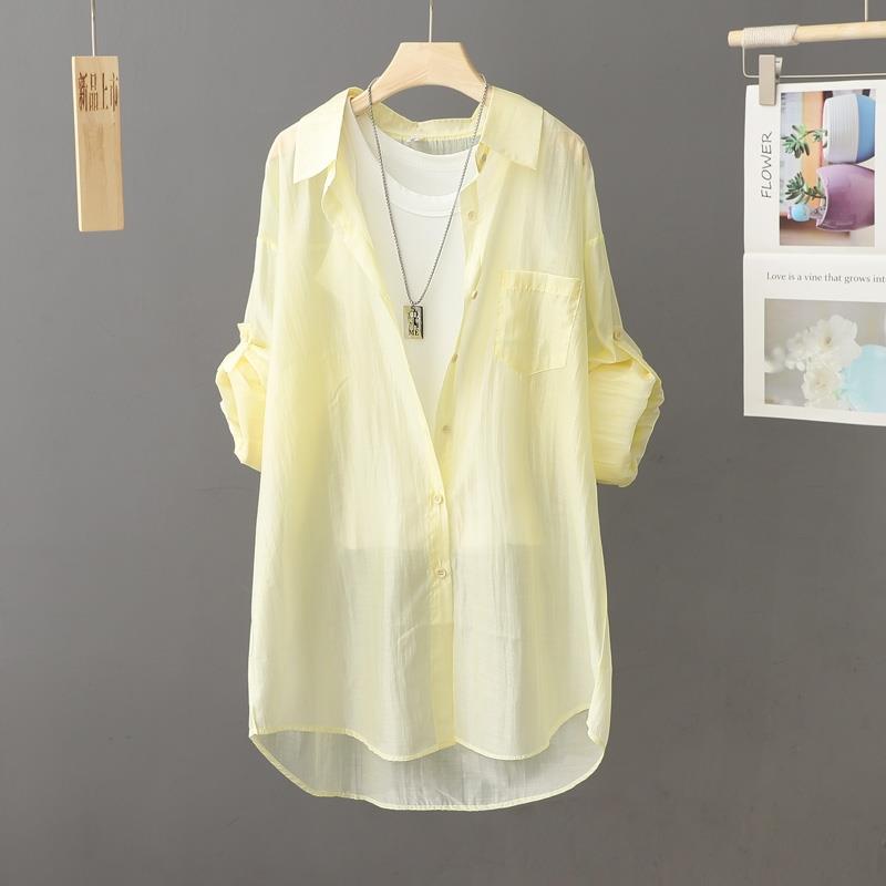 

Тонкая солнцезащитная одежда для женщин, летняя солнцезащитная рубашка, универсальная рубашка, пальто, дышащая 3XL жёлтый