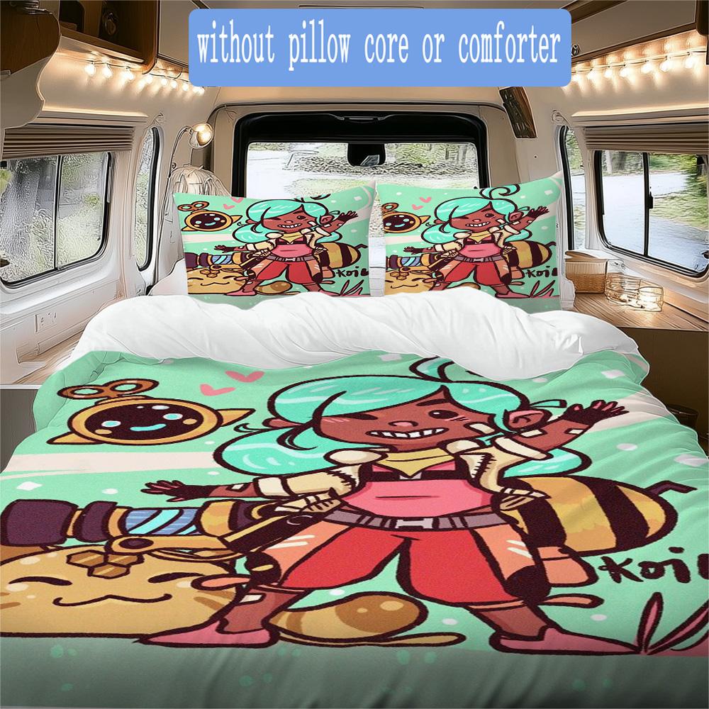 Slime Rancher-inspired Pattern Bedding,Quilt Set Quilt Cover Pillowcase Home Birthday Gift (1*duvet Cover+2*pillowcase,without core)XSJT0917187
