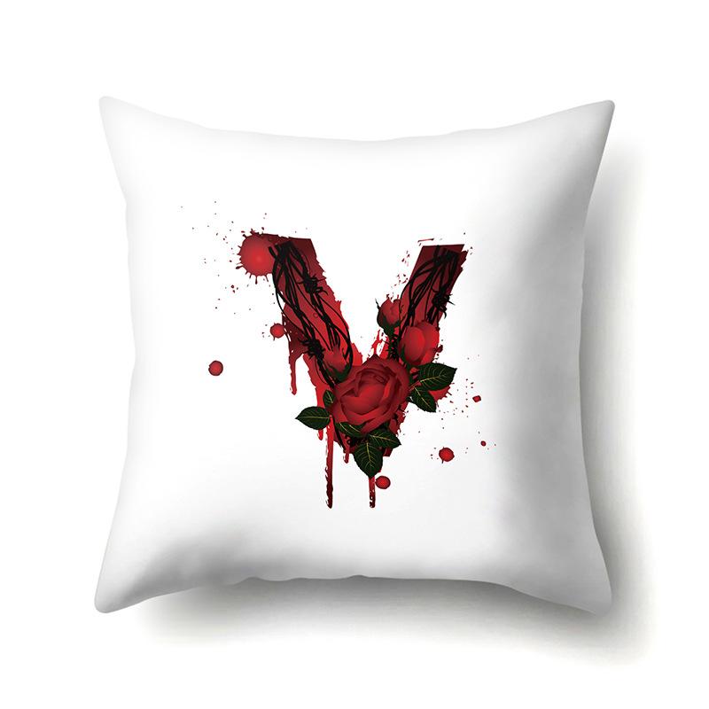 Halloween Polyester Kissenbezug Rose Kopfteil Auto Taille 26 Englische Buchstaben Gedruckter Kissenbezug
