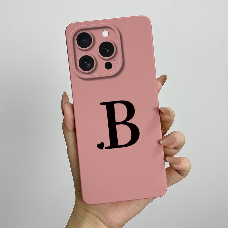 For iPhone 15 Pro Max Case iPhone 15 Plus Phone Case iPhone 15 Pro Cover iPhone 15 Cute Couple Initial Letters Skin Matte Cover