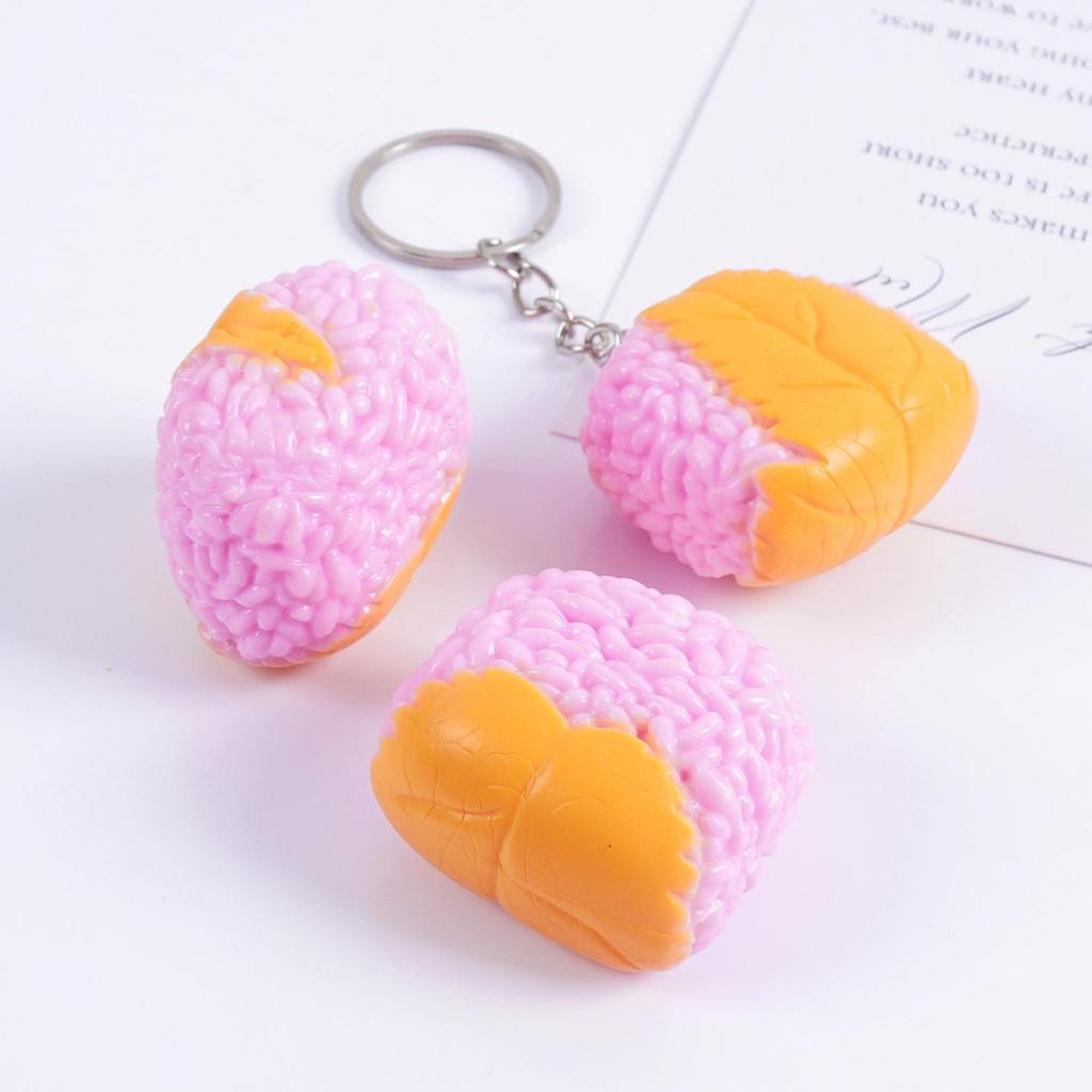 PVC Sushi Onigiri Keychain: Japanese Cuisine Nori-Wrapped Rice Bag Charm