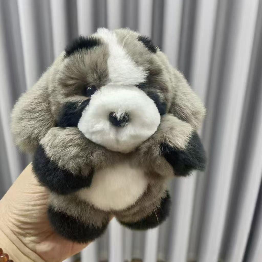 Adorable Chubby Dog Keychain with Real Rabbit Fur - Plush Toy & Backpack Ornament
