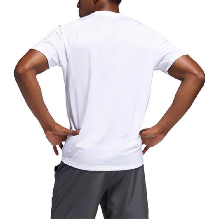 adidas Sport Ultimate Solid Color Comfortable Crew Neck Straight Cut Short Sleeve T-Shirt Men Tops White DU1435