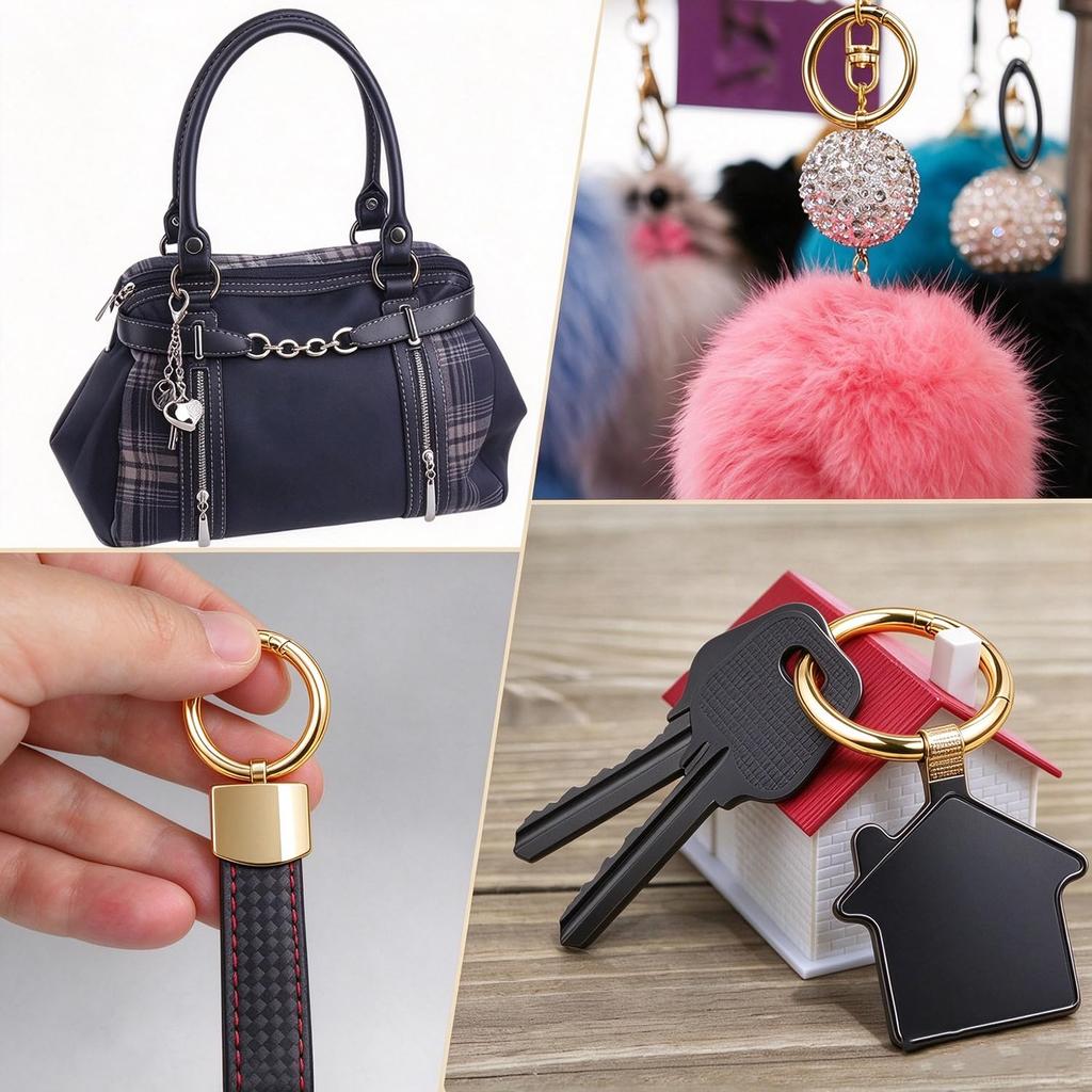 [Rinimie] 10pcs Round Carabiner Keychain Circle Key Ring Inner Diameter