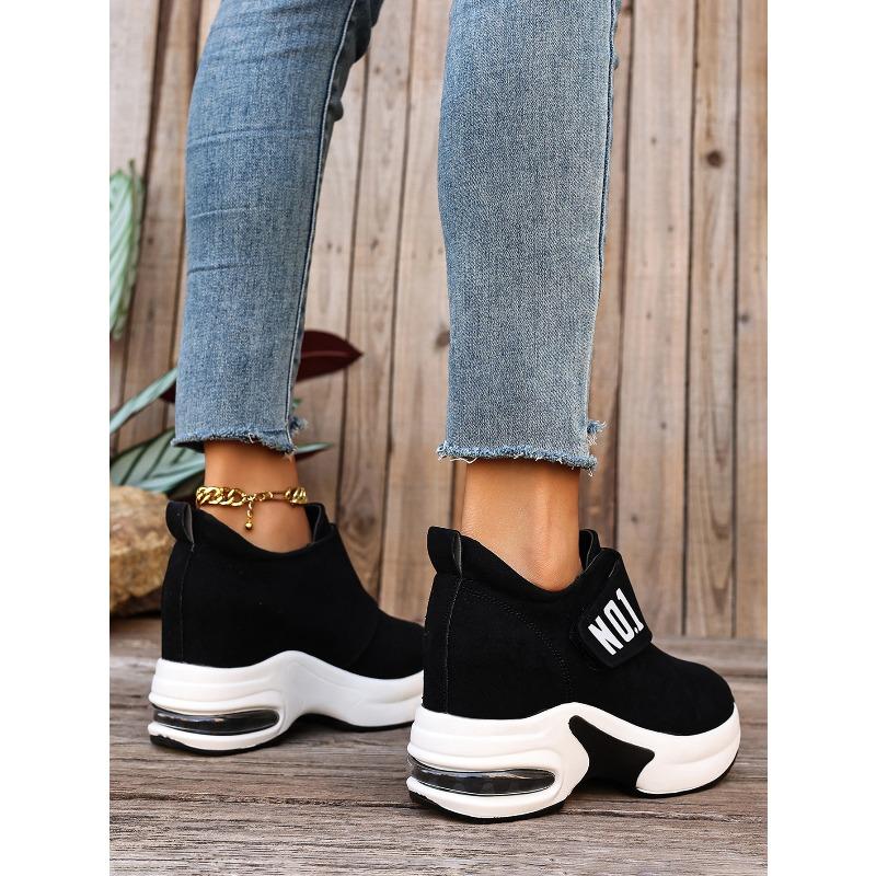 Alphabet Plus Size Wedge Sneakers 2025 Fall New Velcro Platform Casual Shoes