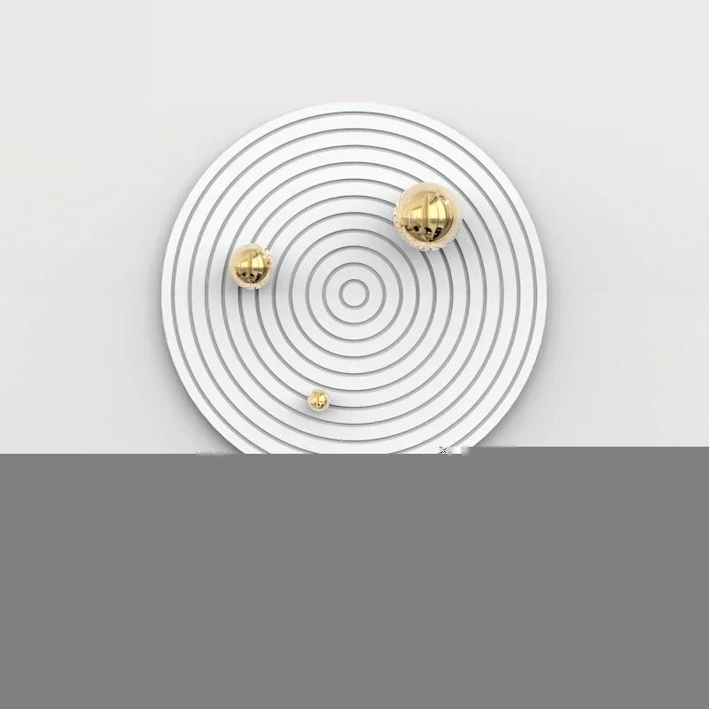 Round Plate Golden Ball Wall Hanging Living Room Bedroom Decoration 3D Three-dimensional Pendant Planet Track Porch