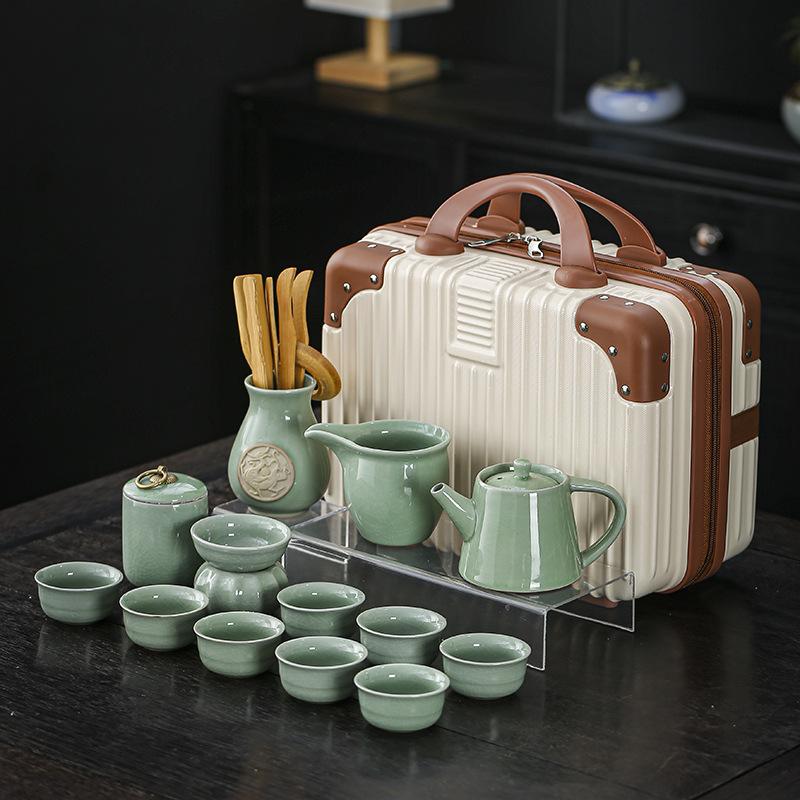 Ge Kiln Opening Kung Fu Tea Set, Business Gift Set, Gift Box, Office Meeting Guests, Making Teapots for Customers