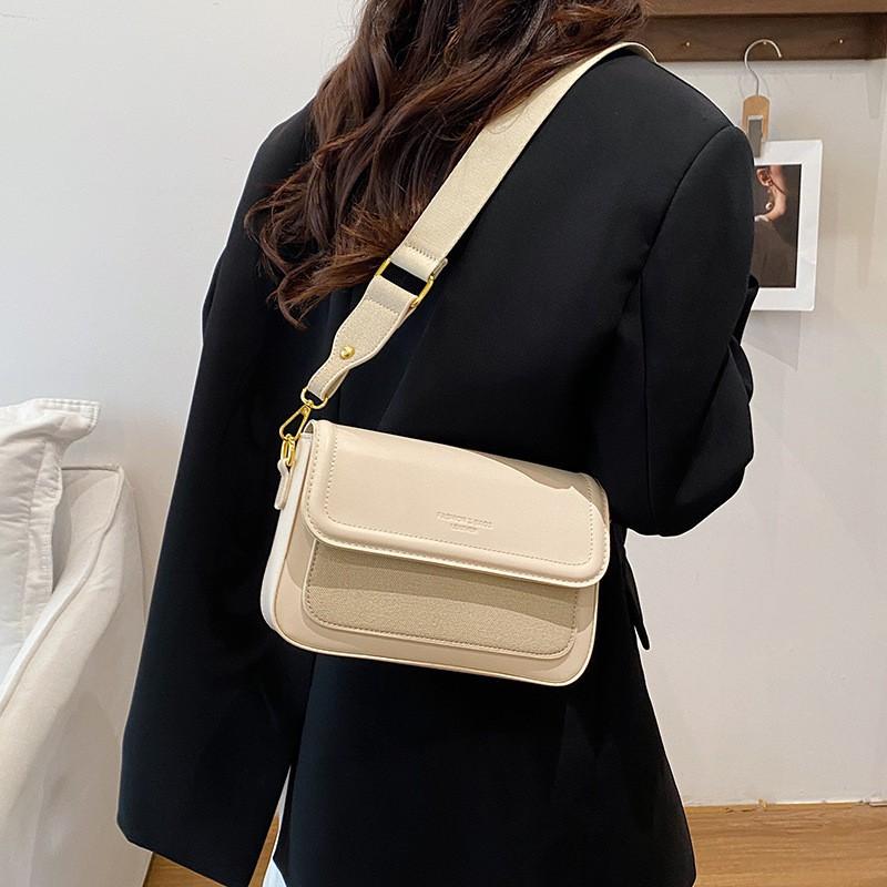 Cross-border New Simple Solid Color Women's Bag With Texture Popular Japanese Contrast Shoulder Niche Foreign Style Cross-body