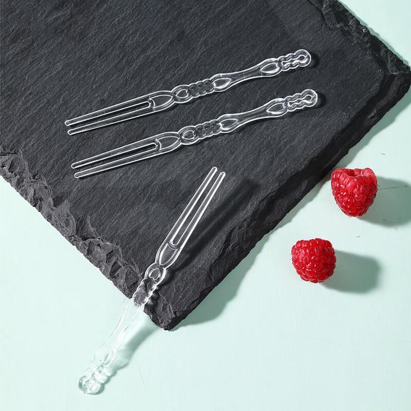 Meiliya Disposable Crystal Clear Plastic Fruit & Dessert Forks
