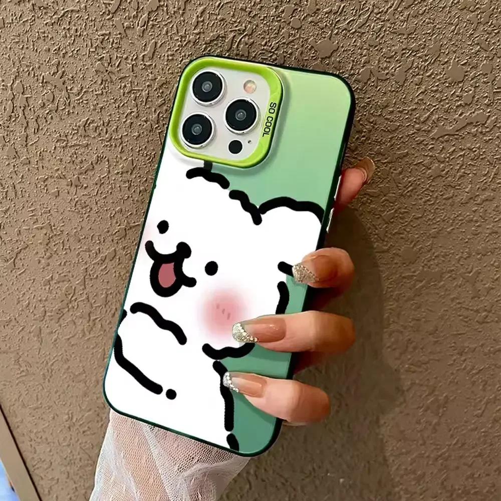 Cute Anime Dog Lovers Couple Phone Case for IPhone 11 12 13 14 15 16 Pro Max X XS MAX XR SE 7 8Plus Shockproof Bumper Hard Cover