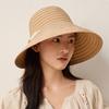 Striped Bow Big Brim Fisherman Hat Women's Summer Outdoor Travel Foldable Sun Hat