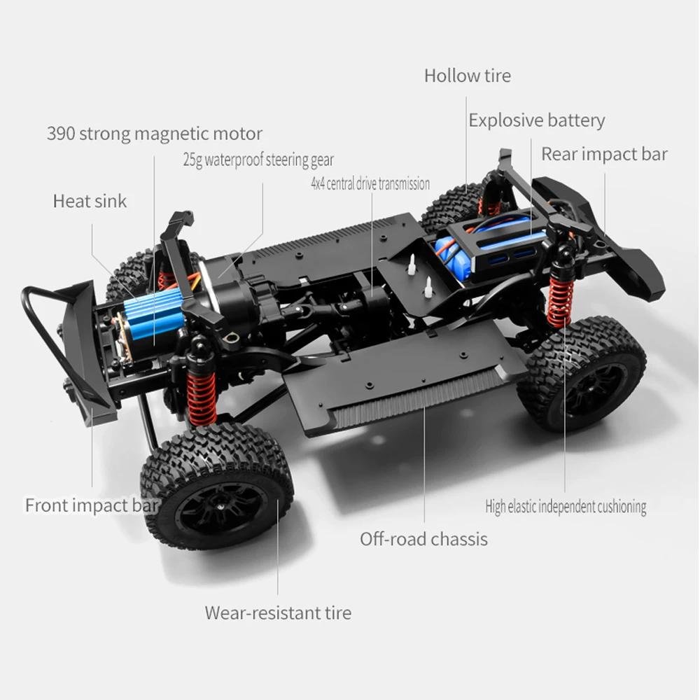 MN128 RC Crawler 1/12 Full Scale 4x4 2.4G Climbing Buggy Vehicle with LED Light 4WD Off-road Remote Control Cars Toys for Kids