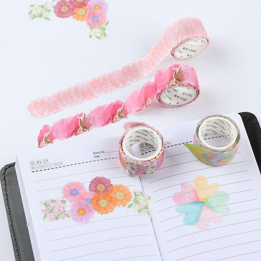 200PCS Adhesive Sticker Stylish Sticky Paper Flower Petals Tape Scrapbooking Masking Tape