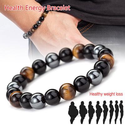 Nuevas Pulseras de Hematita Magnética para Hombre Pulsera de Cuentas de Piedra Ojo de Tigre para Pareja para Mujer Cuidado de la Salud Imán Ayuda Pérdida de Peso Joyería