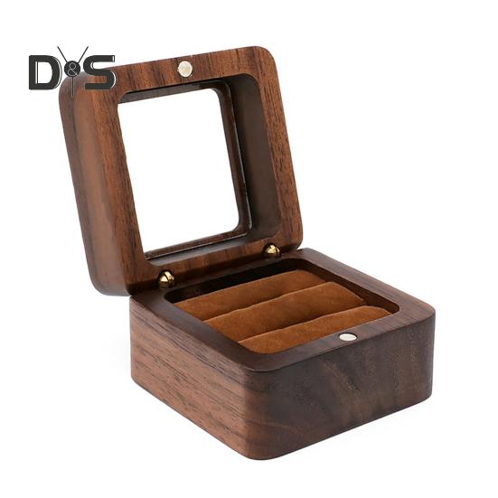 

Деревянная подарочная коробка для колец, портативный чехол для хранения колец для помолвки и предложения о свадьбе, многофункциональный держатель для браслетов, ожерелий, сережек-гвоздиков, ювелирных изделий