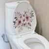 Pink Floral Toilet Wall Sticker Self-Adhesive Waterproof Removable Bathroom Cute Home Decor Art