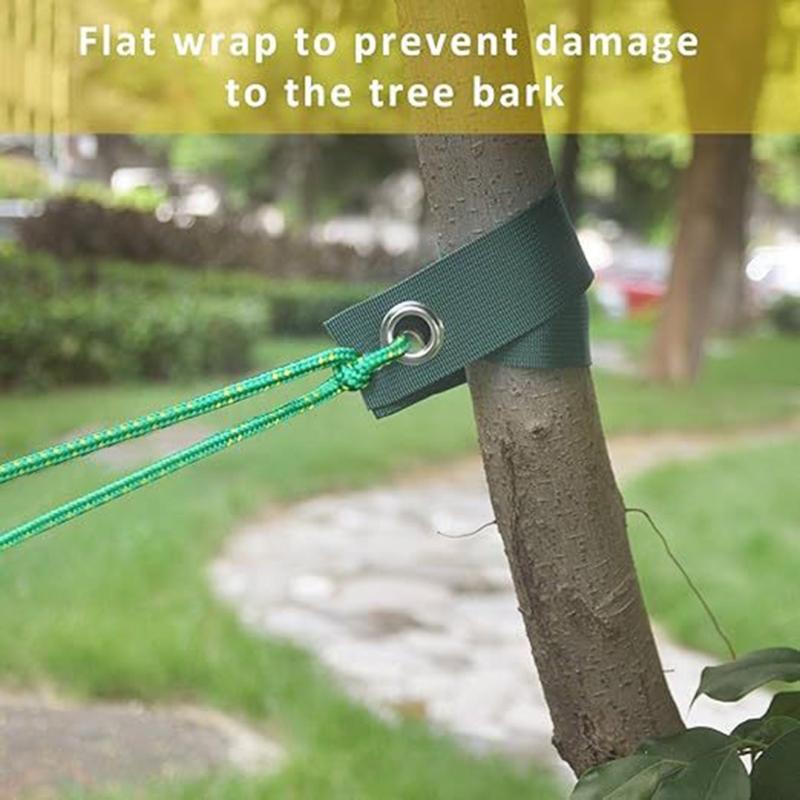 Green Recyclable Ground Stake Dowels Set 30cm Size Iron Nylon with 40cm Straps for Flexible Outdoor Use Long Lasting