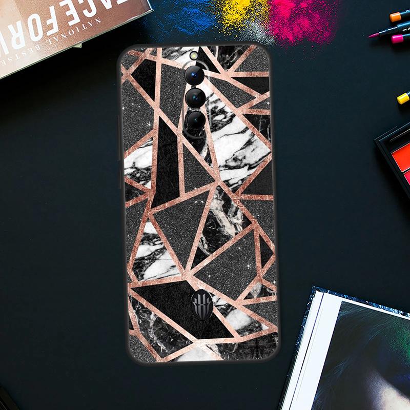 Geometric Marble Case For ZTE Nubia Red Magic 9 Pro Plus RedMagic 8 8S Pro Plus 6 7 6S 7S Pro 5G 5S 6R Cover