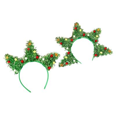 Adult Teen Bling Tinsel Christmas Tree Shape Headband Festival Hair Hoop for Party Performances Unisex Headpiece