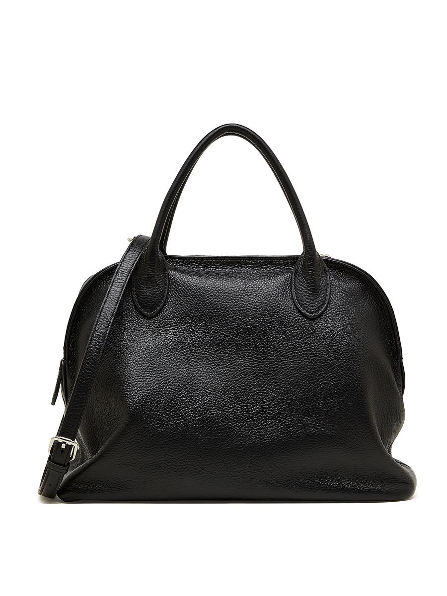 Retro Minimalist Women s Bowling Bag - Genuine Leather Cowhide Shell Handbag Tote